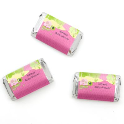 Pink Baby Turtle - Personalized Baby Shower Mini Candy Bar Wrapper Favors - 20 ct