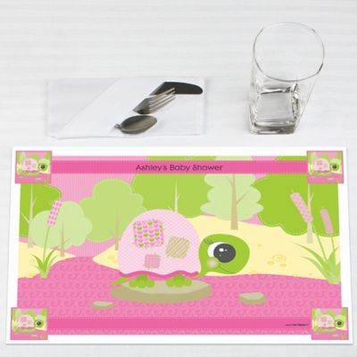 Pink Baby Turtle  - Personalized Baby Shower Placemats
