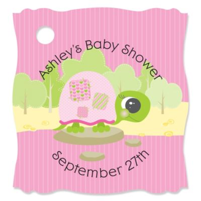 Pink Baby Turtle - Personalized Baby Shower Tags - 20 ct