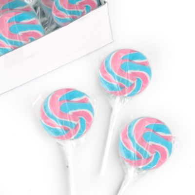 Pink, Blue & White - Blueberry Swirl Lollipops - Birthday Party Candy - 24 ct