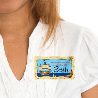 It's A-Boy Mates! Pirate - Personalized Baby Shower Name Tag Stickers - 8 ct