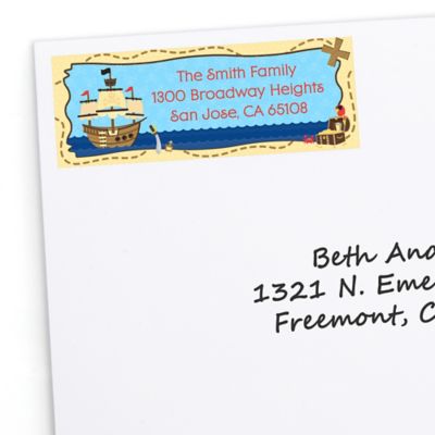 Ahoy Mates! Pirate - Personalized Birthday Party Return Address Labels - 30 ct