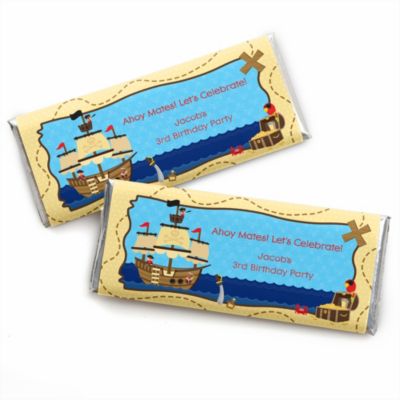 Ahoy Mates!  Pirate - Personalized Birthday Party Candy Bar Wrapper Favors