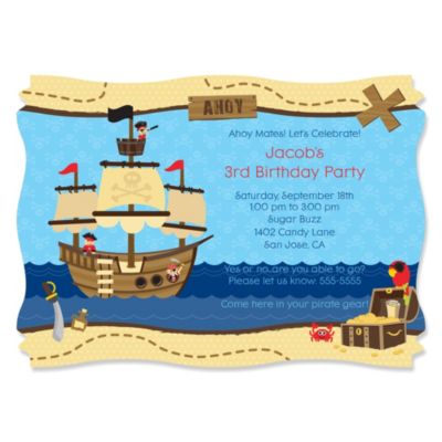 Ahoy Mates! Pirate - Personalized Birthday Party Invitations