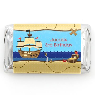 Ahoy Mates!  Pirate - Personalized Birthday Party Mini Candy Bar Wrapper Favors - 20 ct