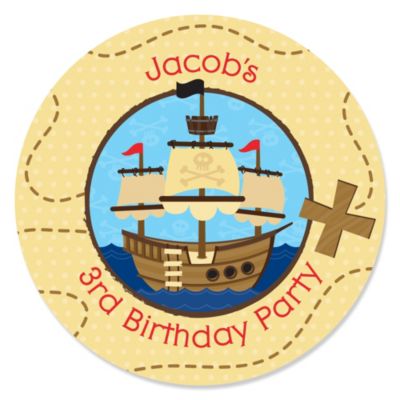 Ahoy Mates!  Pirate - Personalized Birthday Party Sticker Labels - 24 ct