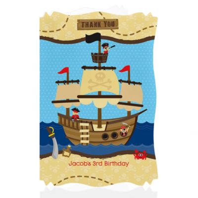 Ahoy Mates! Pirate - Personalized Birthday Party Thank You Cards