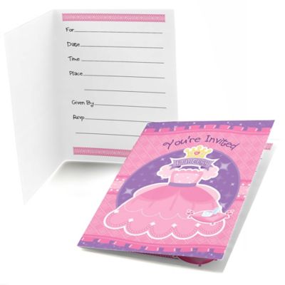 Pretty Princess - Baby Shower Fill In Invitations - 8 ct