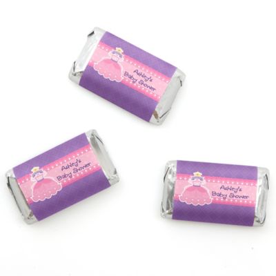 Pretty Princess - Personalized Baby Shower Mini Candy Bar Wrapper Favors - 20 ct