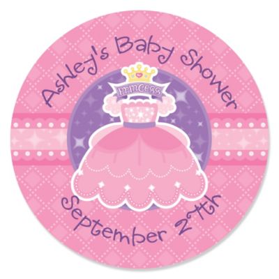 Pretty Princess - Personalized Baby Shower Sticker Labels - 24 ct