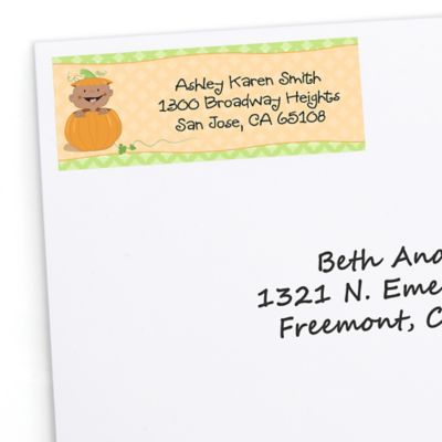 Little Pumpkin African American - Personalized Baby Shower Return Address Labels - 30 ct