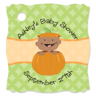 Little Pumpkin African American - Personalized Baby Shower Tags - 20 ct
