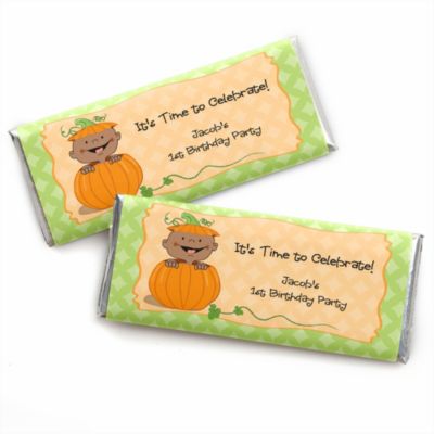 Little Pumpkin African American - Personalized Birthday Party Candy Bar Wrapper Favors