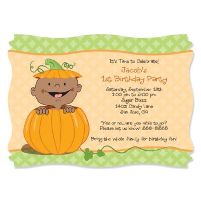 Little Pumpkin African American - Personalized Birthday Party Invitations