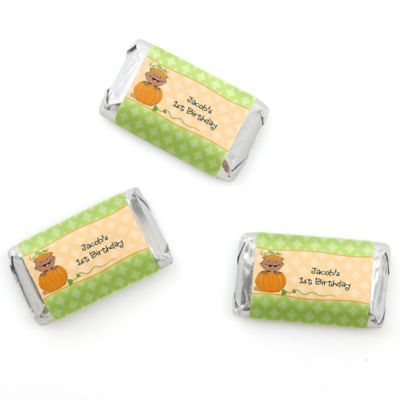 Little Pumpkin African American - Personalized Birthday Party Mini Candy Bar Wrapper Favors - 20 ct