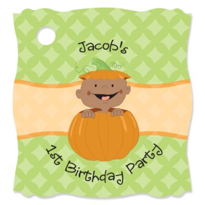 Little Pumpkin African American - Personalized Birthday Party Tags - 20 ct