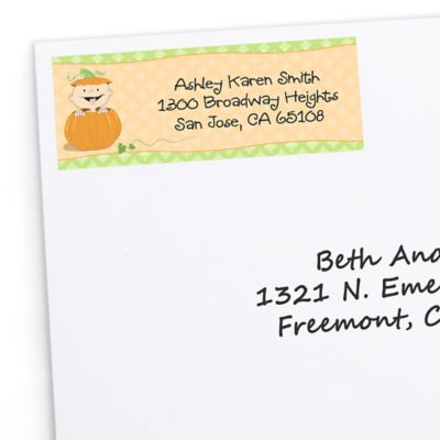 Little Pumpkin Caucasian - Personalized Baby Shower Return Address Labels - 30 ct