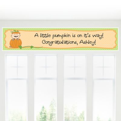 Little Pumpkin Caucasian - Personalized Baby Shower Banners