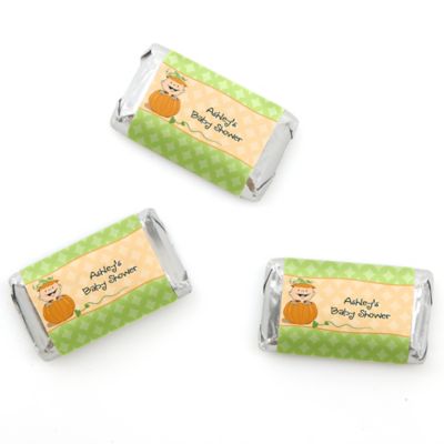 Little Pumpkin Caucasian - Personalized Baby Shower Mini Candy Bar Wrapper Favors - 20 ct