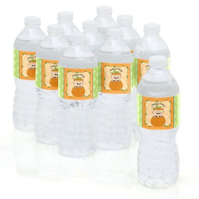 Little Pumpkin Caucasian - Personalized Baby Shower Water Bottle Label Favors