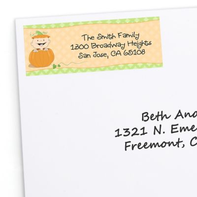 Little Pumpkin Caucasian - Personalized Birthday Party Return Address Labels - 30 ct
