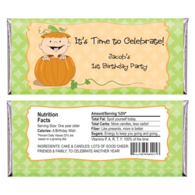 Little Pumpkin Caucasian - Personalized Birthday Party Candy Bar Wrapper Favors