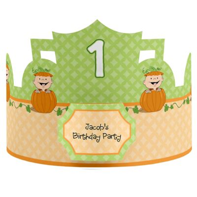 Little Pumpkin Caucasian - Personalized Birthday Party Hats