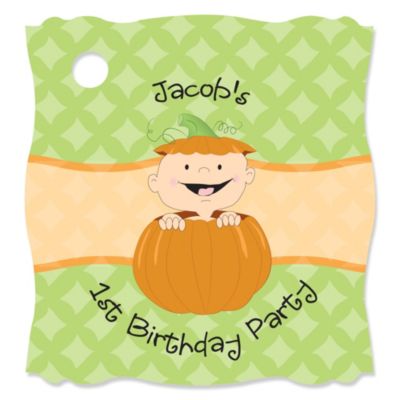 Little Pumpkin Caucasian - Personalized Birthday Party Tags - 20 ct