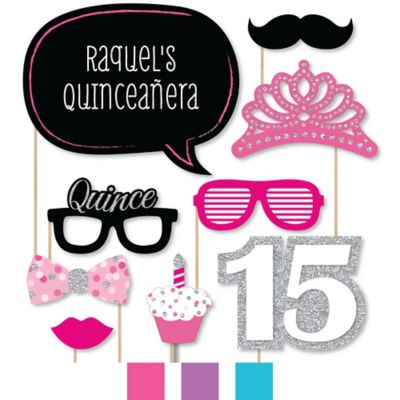 Quinceanera - Sweet 15 - 20 Piece Birthday Party Photo Booth Props Kit ...