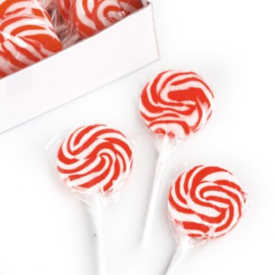 Red - Cherry Swirl Lollipops - Birthday Party Candy - 24 ct