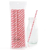 Red Striped Paper Straws - Baby Shower Do It Yourself - 24 ct