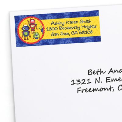 Robots - Personalized Baby Shower Return Address Labels - 30 ct