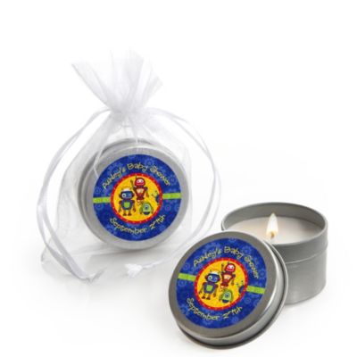 Robots - Personalized Baby Shower Candle Tin Favors