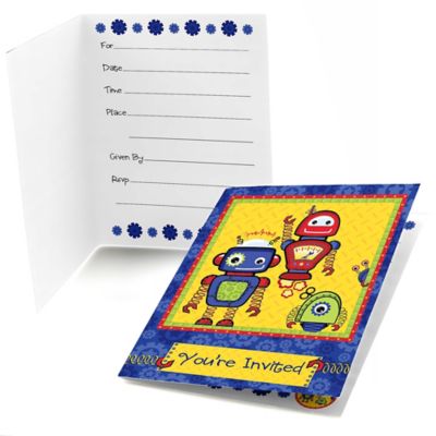 Robots - Baby Shower Fill In Invitations - 8 ct