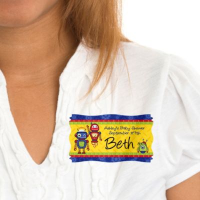 Robots - Personalized Baby Shower Name Tag Stickers - 8 ct