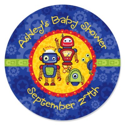 Robots - Personalized Baby Shower Sticker Labels - 24 ct