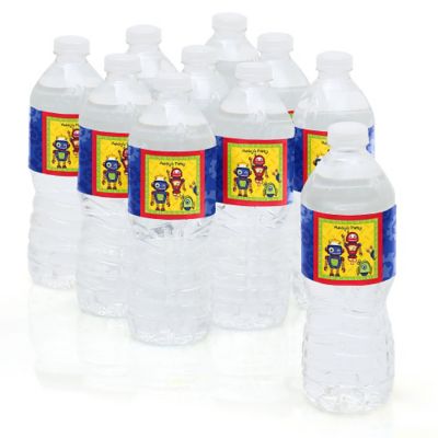 Robots - Personalized Baby Shower Water Bottle Label Favors
