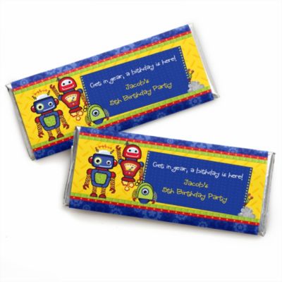 Robots - Personalized Birthday Party Candy Bar Wrapper Favors