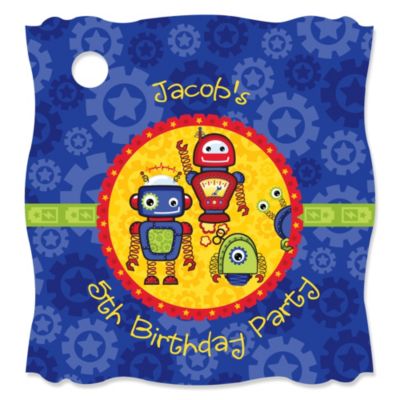 Robots - Personalized Birthday Party Tags - 20 ct