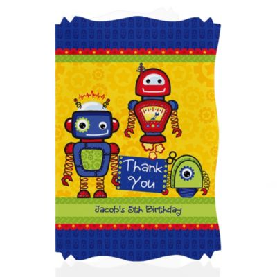 Robots - Personalized Birthday Party Thank You Cards