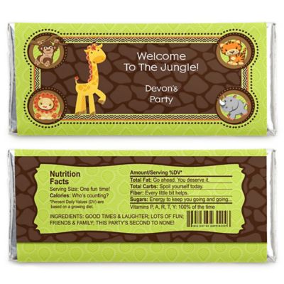 Funfari&trade; - Fun Safari Jungle - Personalized Baby Shower Candy Bar Wrapper Favors