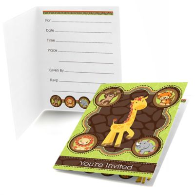 Funfari&trade; - Fun Safari Jungle - Baby Shower Fill In Invitations - 8 ct