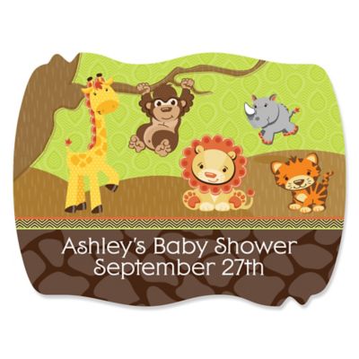 Funfari&trade; - Fun Safari Jungle - Personalized Baby Shower Squiggle Stickers - 16 ct