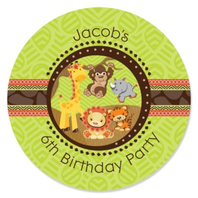Funfari&trade; - Fun Safari Jungle - Personalized Birthday Party Sticker Labels - 24 ct