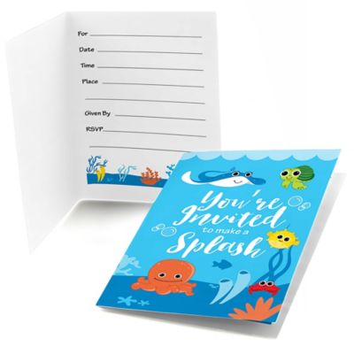 Under The Sea Critters - Baby Shower Fill In Invitations - 8 ct