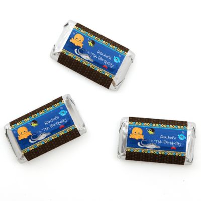 Under The Sea Critters - Personalized Birthday Party Mini Candy Bar Wrapper Favors - 20 ct