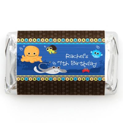 Under The Sea Critters - Personalized Birthday Party Mini Candy Bar Wrapper Favors - 20 ct