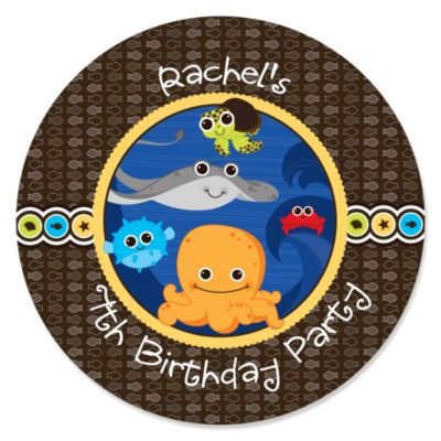 Under The Sea Critters - Personalized Birthday Party Sticker Labels - 24 ct