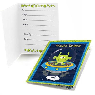 Lil' Space Alien - Baby Shower Fill In Invitations - 8 ct