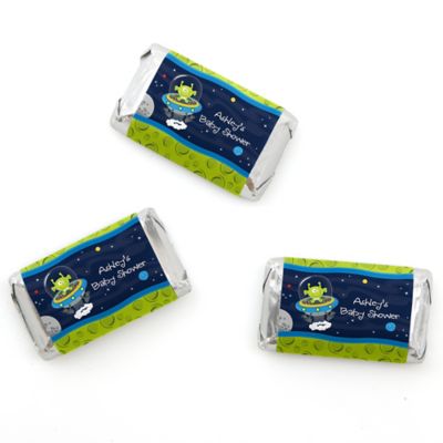 Lil' Space Alien - Personalized Baby Shower Mini Candy Bar Wrapper Favors - 20 ct